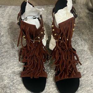 Giuseppe Zanotti Suede Studded Accents Gladiator Sandals